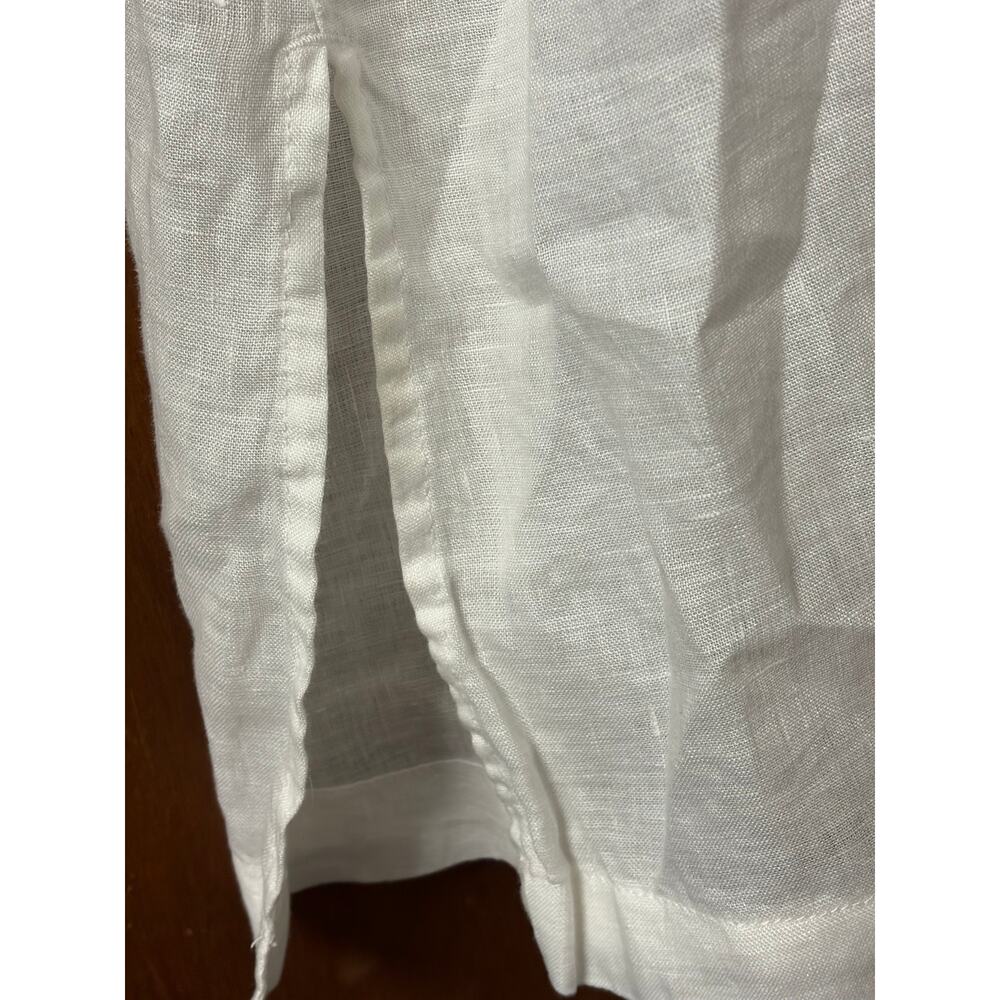 Chico's Cream Linen Top with Beaded V-Neckline size 12 - Picture 4 of 11